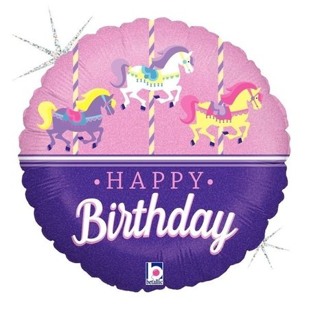 LOONBALLOON Circus Balloons, 18 inch Carousel Horse happy Birthday Balloon 2 pcs LOON-LAB- 317356-C-U